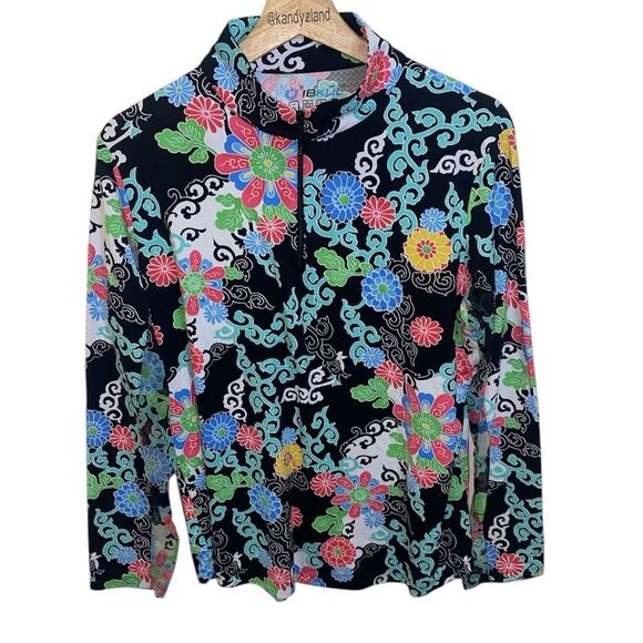 IBKUL Long Sleeve Gia Black Multi Top - Picture 2 of 4